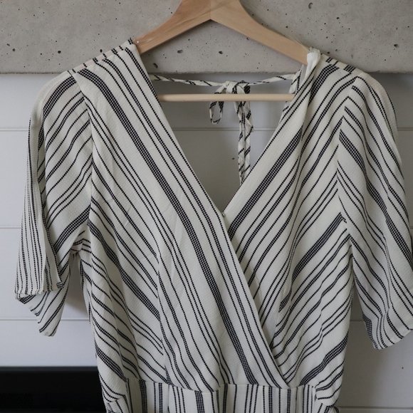 Maurices Size Small Wrap Dress White with Black Stripes - Picture 4 of 9